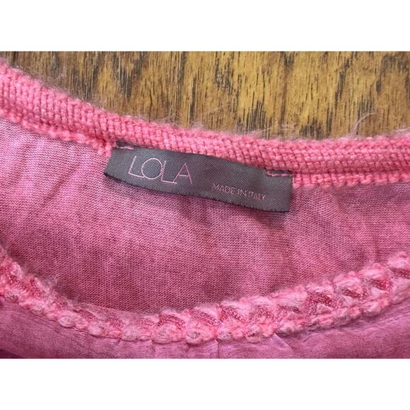 Lola Made in Italy Pink Boho Bohemian Long Bell Sleeve Peasant Dress - Size M/L - Picture 3 of 7